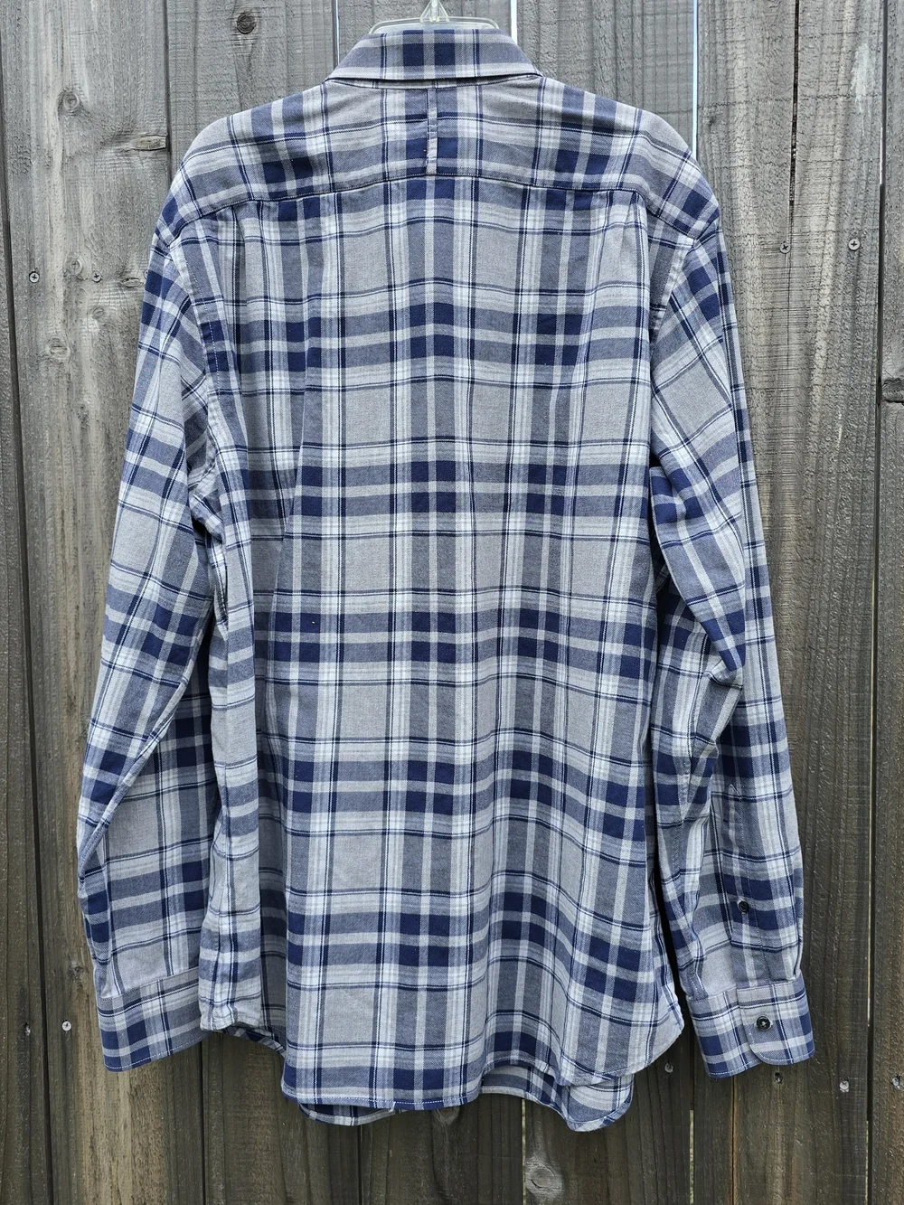 Banana Republic Gray and Blue Plaid Button-Down Shirt